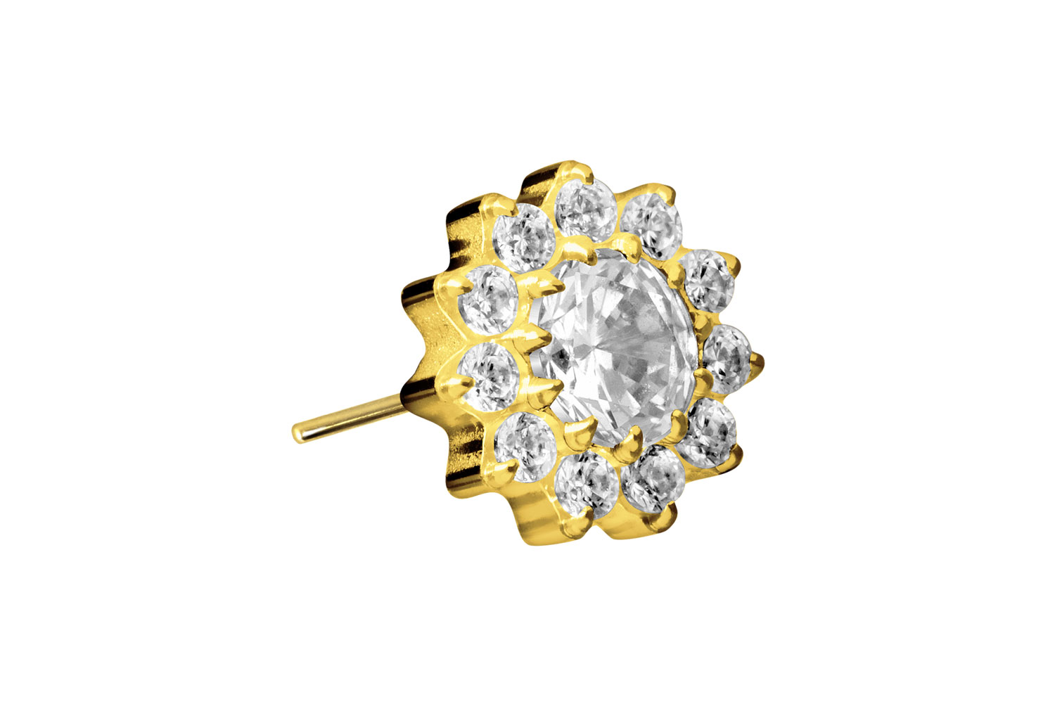 Titan Aufsatz mit Push Pin KRISTALLBLUME von Piercingline